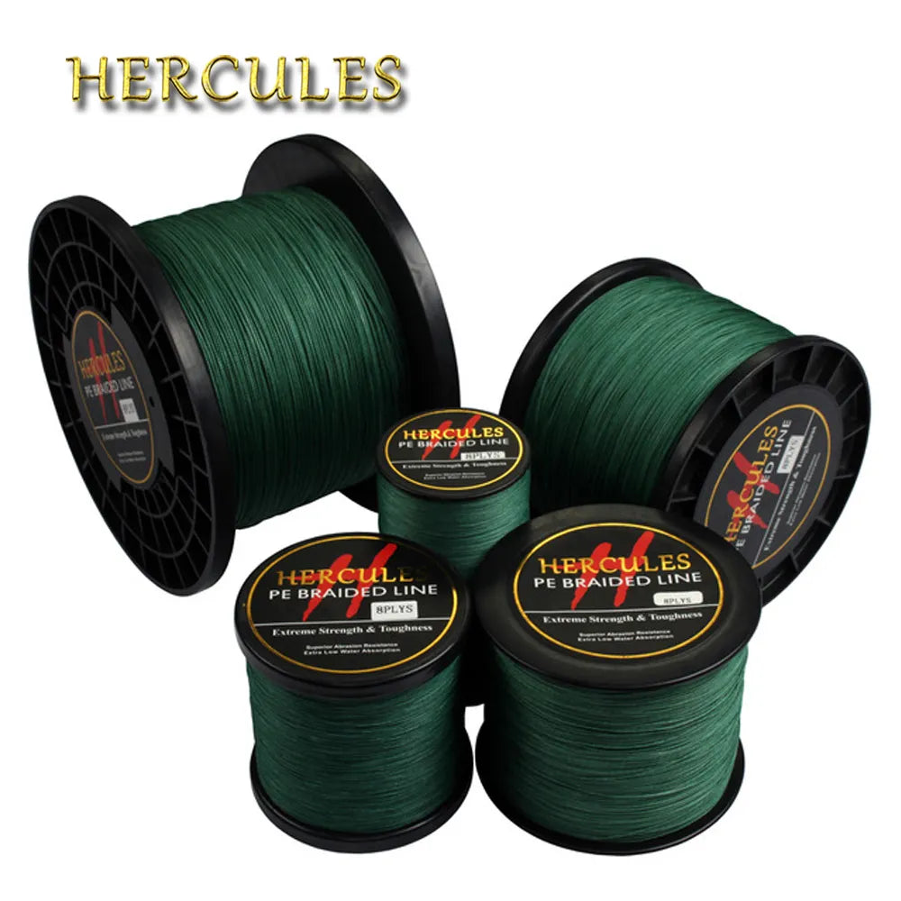 Hercules Braided Fishing Line 8 Strands Green 100M 300M 500M 1000M 1500M 2000M Saltwater Fishing Cord linha multifilamento 8 fio