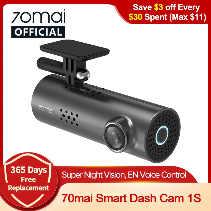 70mai Car DVR 1S APP English Voice Control 70mai 1S D06 1080P HD Night Vision 70mai 1S Dash Camera Recorder WiFi 70mai Dash Cam