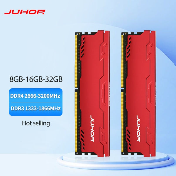 JUHOR Memoria Ram DDR3 8G 4G 1866 1333 1600MHz DDR4 8G 16G 32G 2666 32000MHz Udimm  Dimm  Desktop Memory