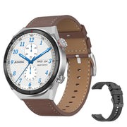 silver-brown leather+silicone strap