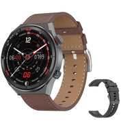 balck-brown leather+silicone strap