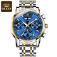 Silver gold strap blue dial