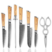 5 pcs Knife set + Diamond Sharpener Rod & Kitchen Scissors