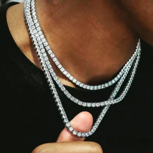16" 18" 20" Silver Gold Chain 3mm 4mm 5mm Brass CZ Tennis Chain 18k Gold Plated Hiphop Diamond Tennis Chain Jewelry
