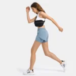 Xsunwing Elastic Drawstring Double Layer Short Women Summer Solid Hot Shorts Breathable Yoga Shorts With Pocket WHRHDK003