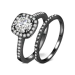 SGARIT Jewelry 14k Black White Rose Yellow Gold 1.5 Carat VVS D Moissanite Diamond Engagement Wedding Ring Set for Women