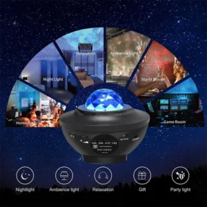 Colorful RGB Portable Indoor Bedroom KTV Bar Wedding Smart Music Star Projector Laser Night Light Speaker Projector Lamps