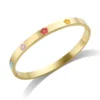 Gold Color Plated-Colorful Flower