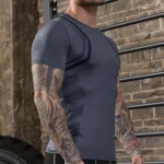 Man Gym Sports Longline T Shirt With Split Round Hem and Reflective Printing