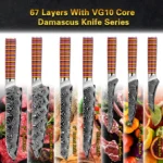 Rainbow G10 Handle Damascus Professional Boning Knife Fillet Knives With Fully Customizable G10 Colors