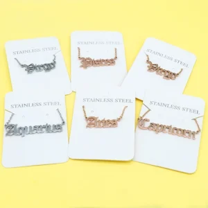 Stainless Steel Gold Plated Chinese Zodiac Sign Pendant Bracelet Necklace Jewelry Set