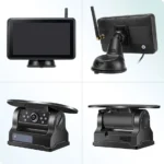 IPoster 2x BSD Solar Backup Cameras 10000mAh Rechargeable Battery Magnetic with 5 Inch Touch Screen DVR Loop Recording Monitor