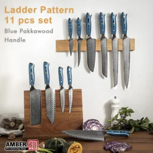Amber Blue Pakkawood Handle Fillet Fish Japanese Sashimi Knife Yanagiba Knife Sushi Knife