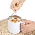 14oz Double Walled Vacuum Insulated Coffee Travel Stainless Steel Car Mug Handle Reusable with Straw