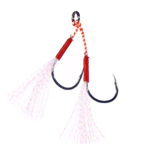High Carbon Steel Pike Assist Hook with Luminous Tinsel Fishing Hooks Double Fishhook