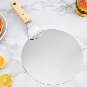 Pizza Cutter Turning Peel Rocker Spatula Baking Peelers Stainless Steel Wooden Handle Kitchen Accessories