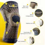 Copper Knee Brace Unisex With Side Stabilizers Compression Knee Sleeve for Basketball Yoga Hiking Mountaineering