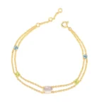 Feminina De Prata Natural Gemstone Rose Quartz Topaz Peridot S925 Link Chain Bracelet HI062