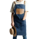 Black Mens Thick Canvas PU Leather Apron for Florista