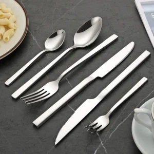 Silver Fork Spoon Knife Set Mirror Polish Comfortable Silverware Stainless Steel Flatware Set Wedding Cutlery Set