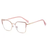 MS 81563 2024 New Women Metal Shiny Thin Cat Eye Glasses Frame Optical Anti-Blue Light Eyewear Shining Eyeglasses Design