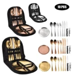 Picnic Set Camping Silverware Organizer Dinnerware Set Eating Utensils Spoon Butter Knife Foldable Cutlery Set
