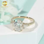 Elegant 14k Yellow Gold GRA Wedding Bridal Jewelry Gorgeous 4Claws Setting 3ct Oval VVS Moissanite Diamond Engagement Ring Women