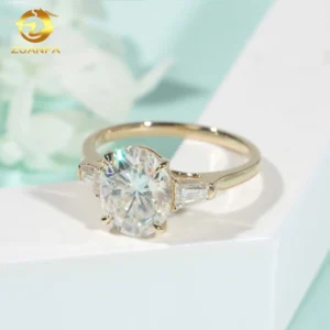 Elegant 14k Yellow Gold GRA Wedding Bridal Jewelry Gorgeous 4Claws Setting 3ct Oval VVS Moissanite Diamond Engagement Ring Women
