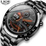 LIGE BW0189 Men’s Smartwatch Full Touchscreen Fitness Tracker IPS Wearable Devices IP68 Waterproof Smart Bracelet for Sports