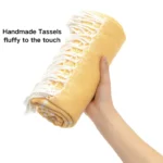 Large Custom Stripe Printed Oversized Turkish Cotton Blend Beach Towel with Tassels for Beach Goers