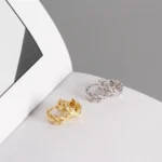 925 Sterling Silver Earrings Elegant Olive Leaf Shape with Shiny Zircon Diamond Gold Plated Hoop Earrings for Women