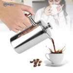 French Press Coffee Maker with Stainless Steel Filter System Handcrafted Coffee for Home Kitchen Use Metal Press with Lid