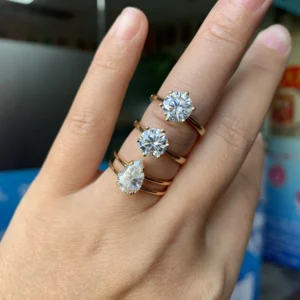 18K Solid Yellow Gold Ring 1 Carat Moissanite Wedding Ring Women