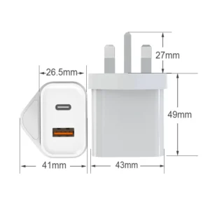 UK Plug QC 3.0 Dual Cargadores Carregador PD 20W Charger USB-C Power Adapter Mobile Phone Wall Type C Fast Travel Charger