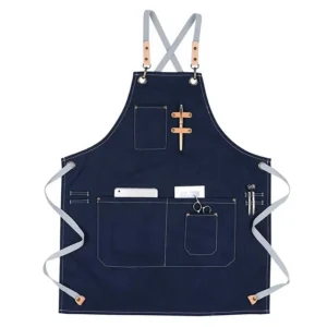 Canvas Denim Apron Dark Blue Barista Barber Shop Apron Restaurant Art Studio Overalls Apron