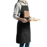 Black Mens Thick Canvas PU Leather Apron for Florista