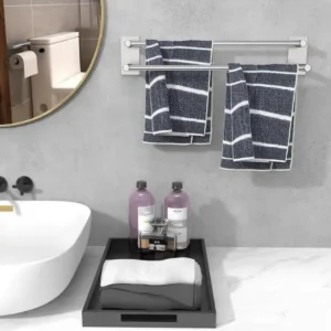 Self Adhesive Double Towel Bar ,Wall Mounted Bath Accessories Stainless Steel Shower Towel Rack, Towel Rod Holder for Bathroom