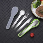 Reusable Stainless Steal Portable Flatware Set Spoon Fork Knife Custom Travel Cutlery with Box