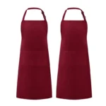 Adjustable Design Polyester Pure Color Black Cooking Food Man Women Garden Bib Chef Kitchen Apron
