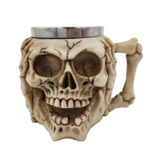 3D Stereoscopic Double Wall Stainless Steel Ghost Head Skull Vacuum Mug with Handle for Back to School