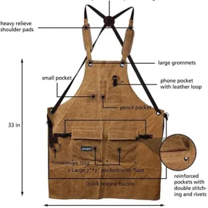 High Quality Heavy Duty Thick Canvas Electrician Men's Cross Back Aprons Men Work Apron With Tool Pockets