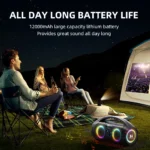 Karaoke Wireless Speaker with Mic 120W Built-in Breathing Light  IPX7 Waterproof Loud Stereo Portable Deep Bass for Outdoor