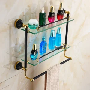 Luxury Black Gold Wall Mount Bathroom Accessories Set