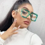 Optical Glasses High End Chain Temple Acetate Big Square Vintage Spring Sunglasses