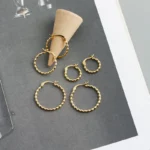 925 Sterling Silver Earring Women European and American Plain Chic Ball Bead 925 Silver Big Hoop Earring for Women