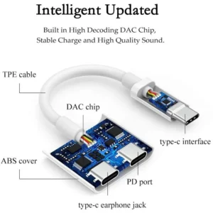 Dual USB Type C 2-in-1 Audio Splitter Fast Charge S20 Ultra S10 9 Note10 Plus Adapter with 3.5mm Headphone for Mobile Phones