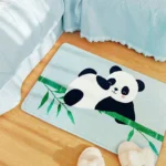 Non Slip Washable Cute Cartoon Panda Absorbent Microfiber Bath Rug Small Bath Mat for Bathroom