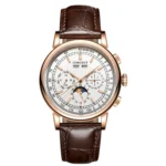 Watch Luxury High Quality 41Mm Corgeut Moon Phase Business Men Automatic Mechanical Leather Watch
