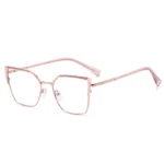 MS 81563 2024 New Women Metal Shiny Thin Cat Eye Glasses Frame Optical Anti-Blue Light Eyewear Shining Eyeglasses Design