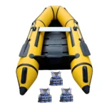 Solar Marine 3 Person 230cm 2.3m 7.5ft Slat Wood Floor PVC Inflatable Speed Assault Boat With 3 Luxury Life Vest Oar Accessories